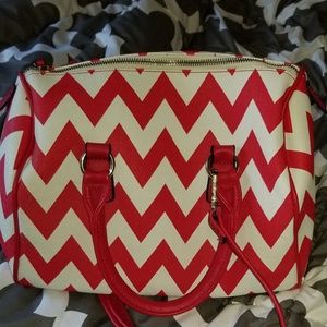 Red and white leather purse